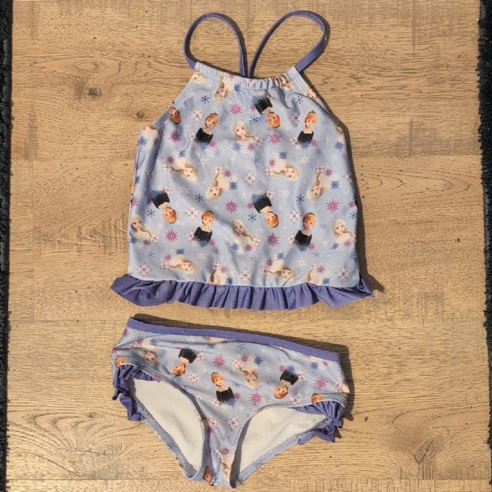 Disney Frozen II Character Anna & Elsa Print Swim Suit